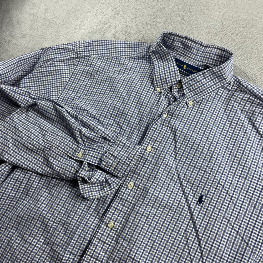 Polo Ralph Lauren Mens 2XLT Classic Fit Blue Gingham Check Button Down Shirt